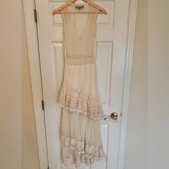 House of Harlow 1960 x Revolve Lace Asymmetrical Ruffle Midi Dress Small - Picture 5 of 6